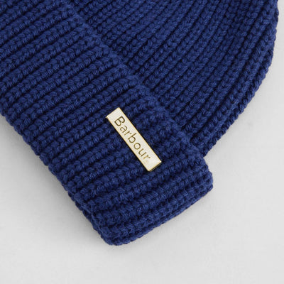Barbour Mosely Fisherman Beanie Hat Inky Blue