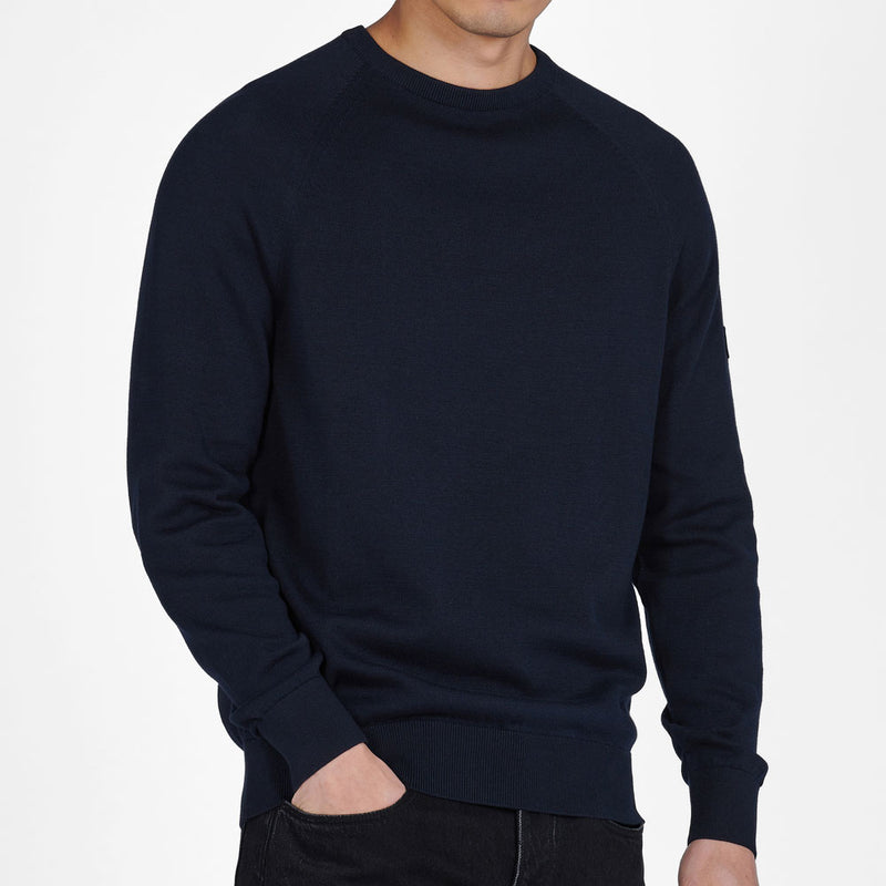 Barbour International Cotton Crew Knit Jumper International Navy