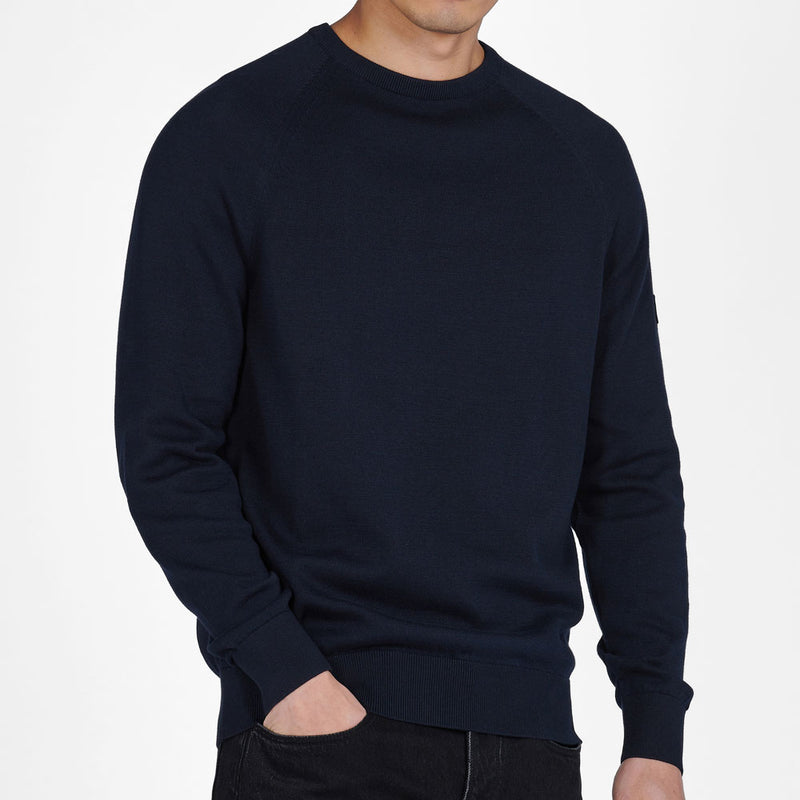 Barbour International Cotton Crew Knit Jumper International Navy