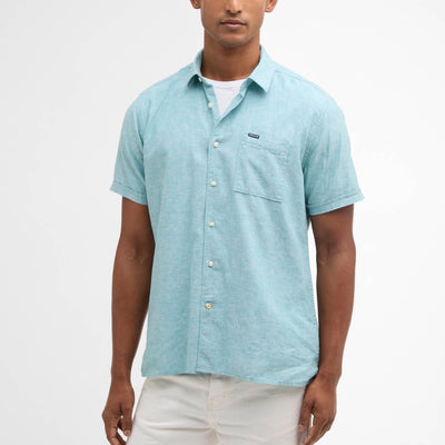 Barbour Mens Nelson Short Sleeve Summer Shirt Light Teal