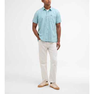 Barbour Mens Nelson Short Sleeve Summer Shirt Light Teal