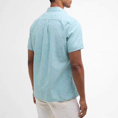 Barbour Mens Nelson Short Sleeve Summer Shirt Light Teal