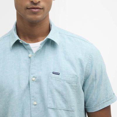 Barbour Mens Nelson Short Sleeve Summer Shirt Light Teal