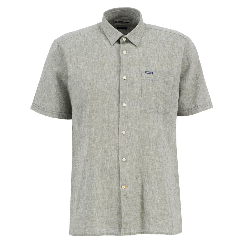 Barbour Mens Nelson Regular Short Sleeve Shirt Bleached Olive