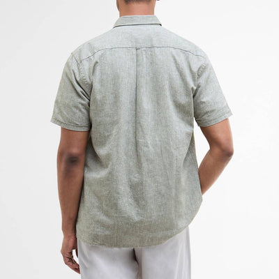 Barbour Mens Nelson Regular Short Sleeve Shirt Bleached Olive