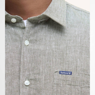 Barbour Mens Nelson Regular Short Sleeve Shirt Bleached Olive