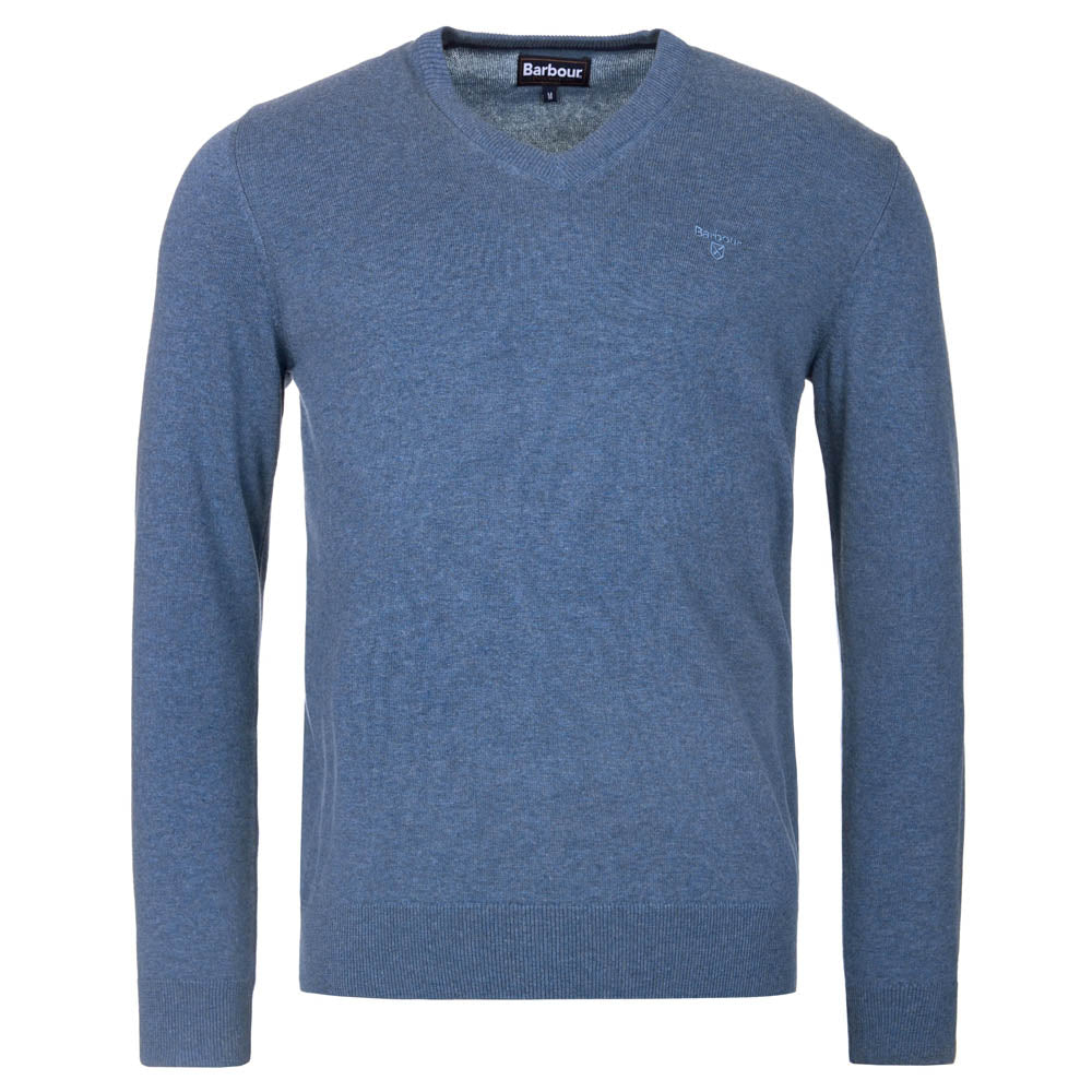 Barbour Pima Cotton V-Neck Jumper Dark Chambray