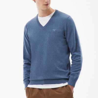 Barbour Pima Cotton V-Neck Jumper Dark Chambray