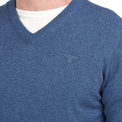 Barbour Pima Cotton V-Neck Jumper Dark Chambray