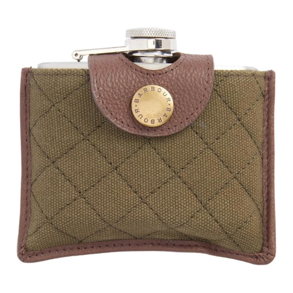 Barbour Quilted Padbury Hip Flask Dark Brown / Olive