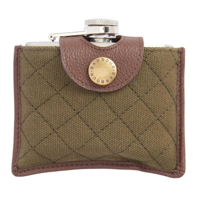 Barbour Quilted Padbury Hip Flask Dark Brown / Olive