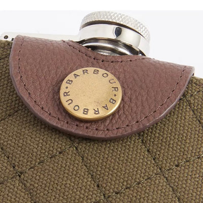 Barbour Quilted Padbury Hip Flask Dark Brown / Olive