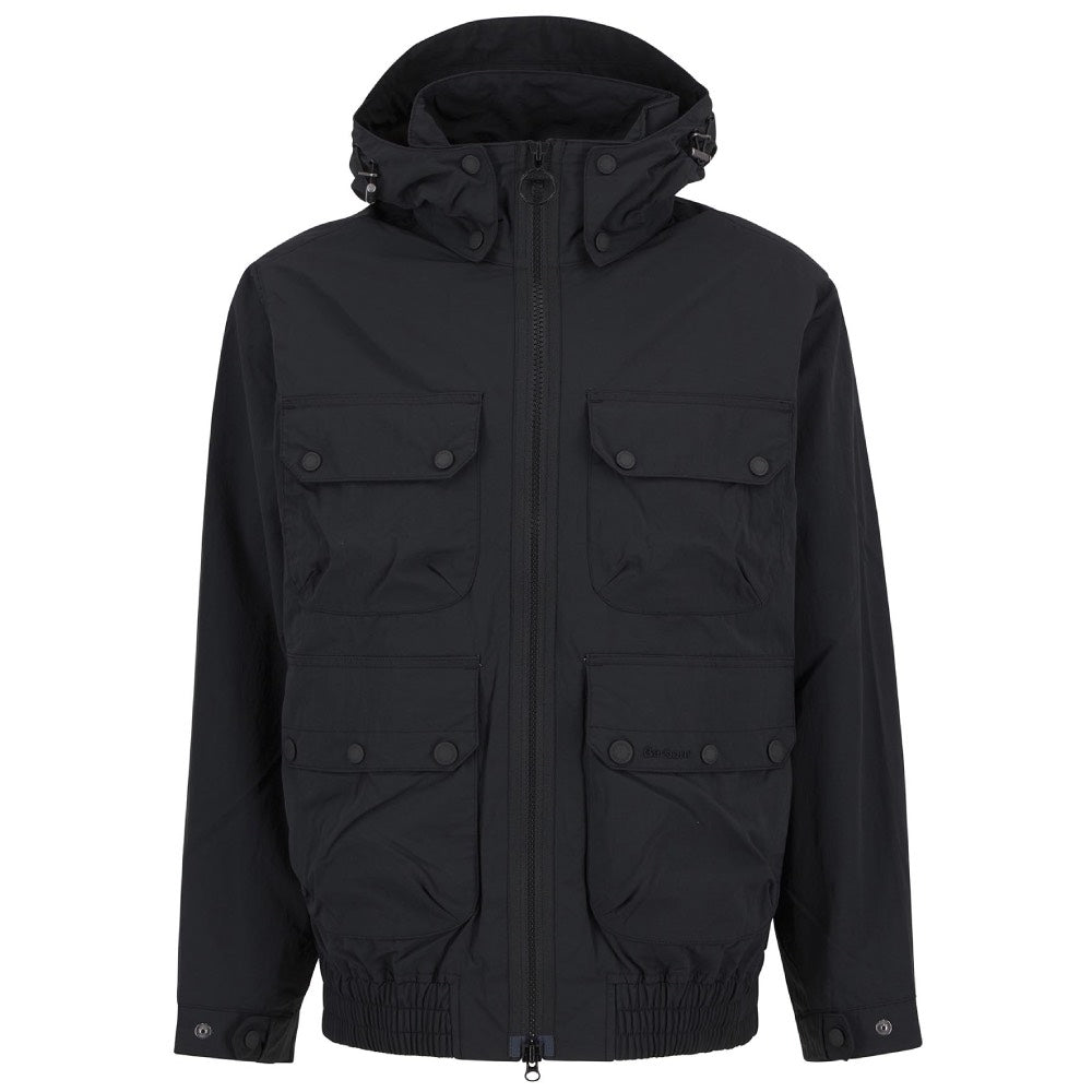 Barbour Re-Engineered Hooded Showerproof Flight Bedale Jacket Black