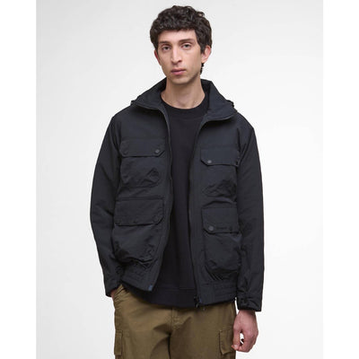 Barbour Re-Engineered Hooded Showerproof Flight Bedale Jacket Black