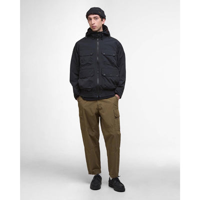 Barbour Re-Engineered Hooded Showerproof Flight Bedale Jacket Black