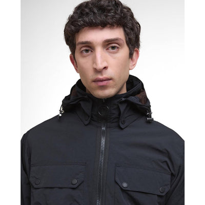 Barbour Re-Engineered Hooded Showerproof Flight Bedale Jacket Black