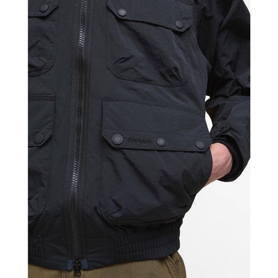 Barbour Re-Engineered Hooded Showerproof Flight Bedale Jacket Black