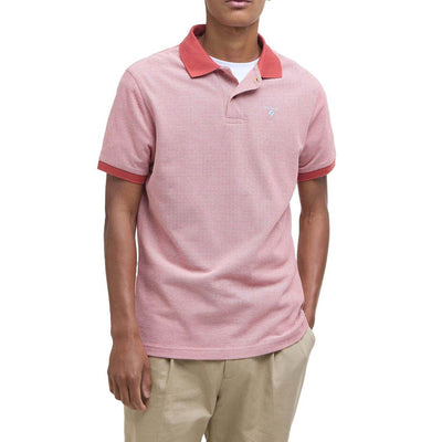 Barbour Mens Sports Polo Mix Shirt Red Spice