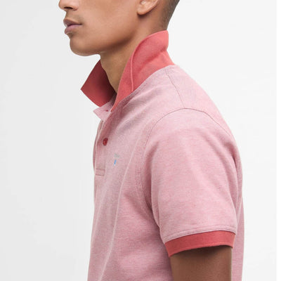 Barbour Mens Sports Polo Mix Shirt Red Spice