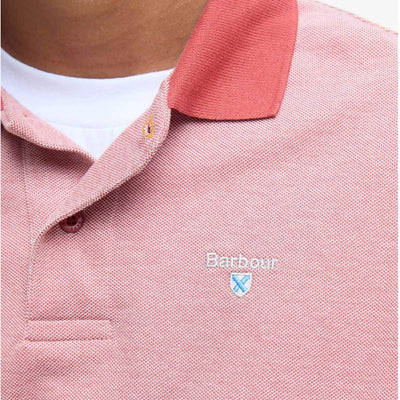 Barbour Mens Sports Polo Mix Shirt Red Spice