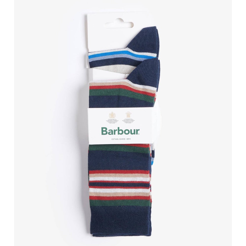 Barbour Summer Stripe 2 Pack Socks Navy MIx