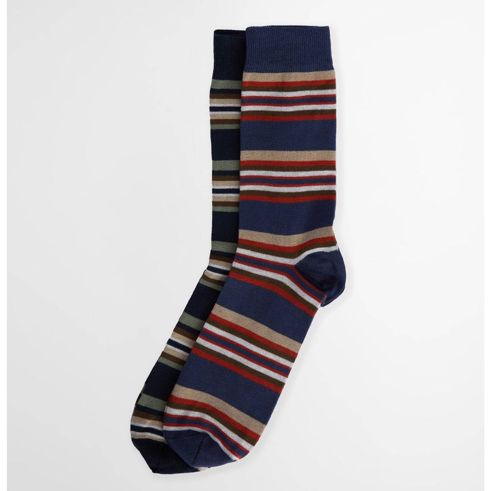 Barbour Summer Stripe 2 Pack Socks Multi Stripe Navy/Green