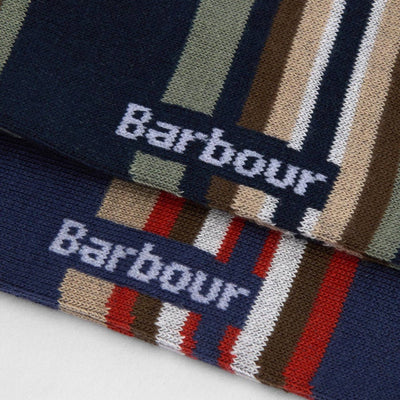 Barbour Summer Stripe 2 Pack Socks Multi Stripe Navy/Green