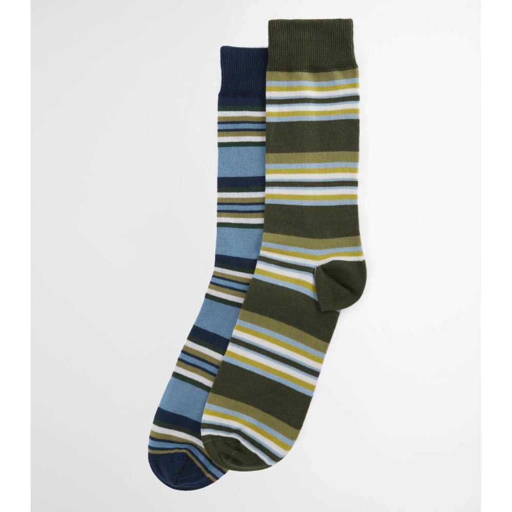 Barbour Summer Stripe 2 Pack Socks Olive / Navy Stripe