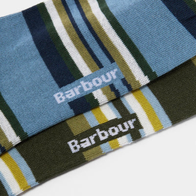 Barbour Summer Stripe 2 Pack Socks Olive / Navy Stripe