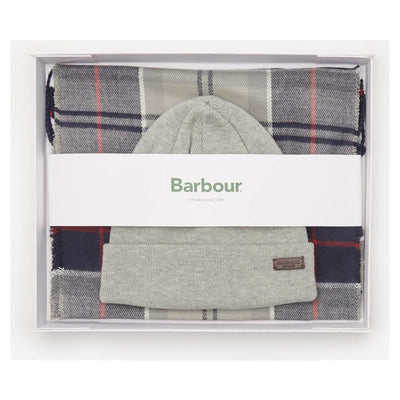 Barbour Men's Swinton and Galingale Beanie / Scarf Gift Set Blue Granite
