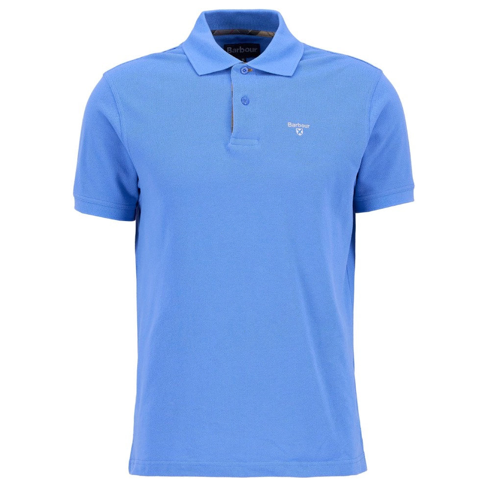 Barbour Tartan Pique Polo Shirt Delft Blue