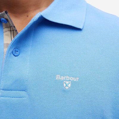 Barbour Tartan Pique Polo Shirt Delft Blue