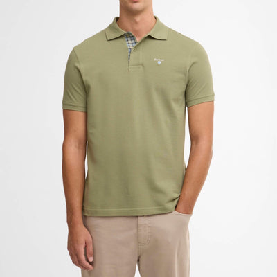 Barbour Tartan Pique Polo Shirt Laurel Green