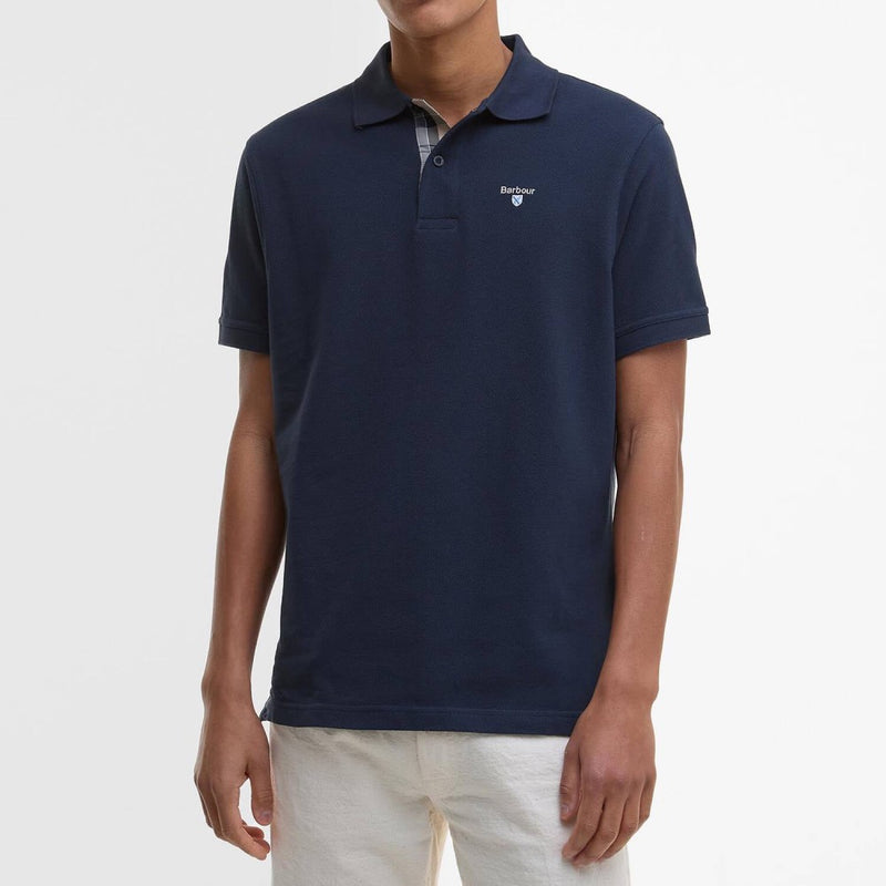 Barbour Tartan Pique Polo Shirt New Navy
