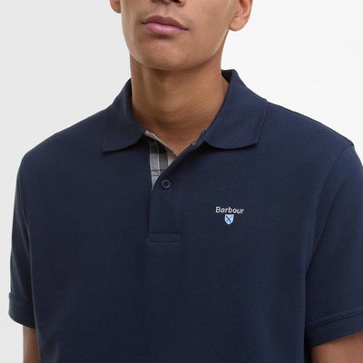 Barbour Tartan Pique Polo Shirt New Navy