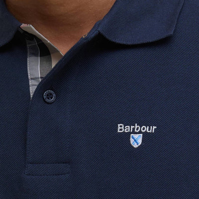 Barbour Tartan Pique Polo Shirt New Navy