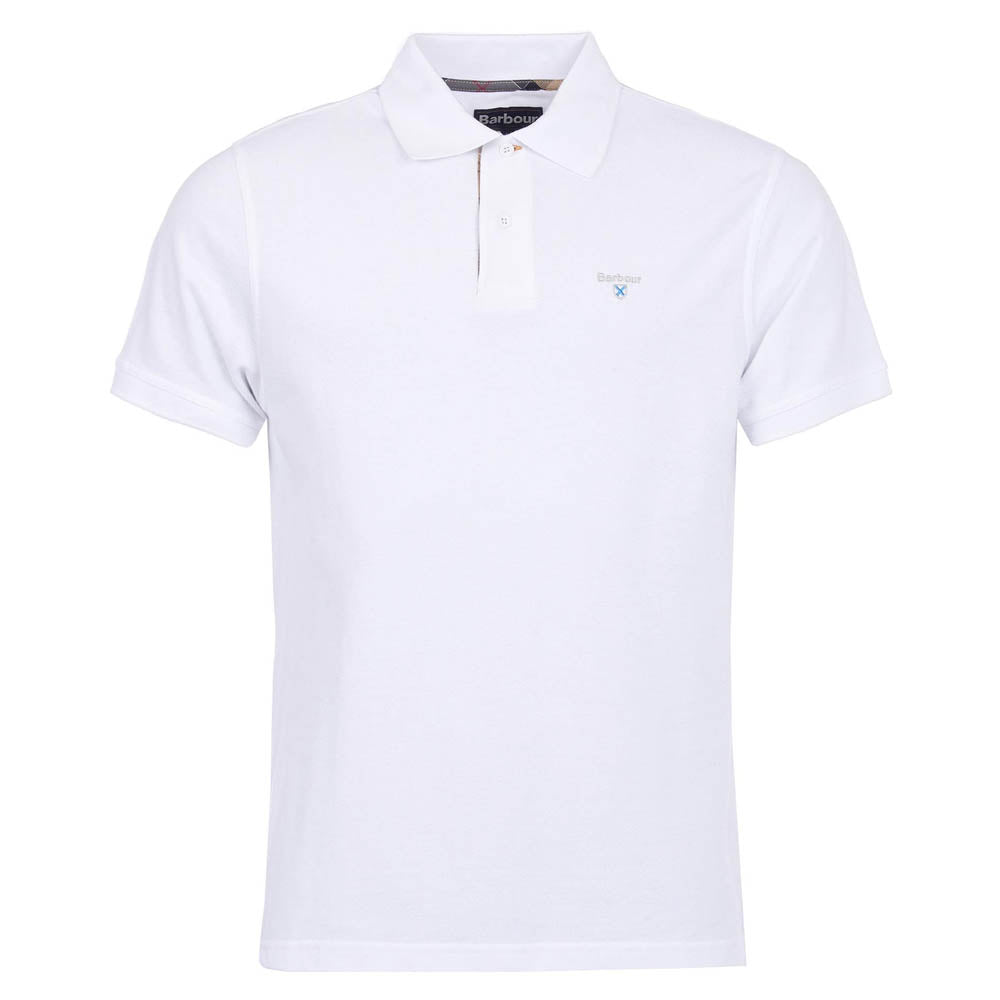 Barbour Tartan Pique Polo Shirt White / Dress Blue