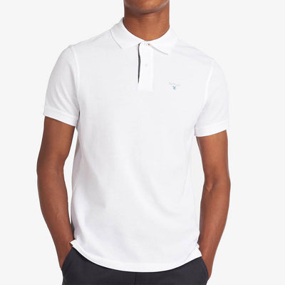 Barbour Tartan Pique Polo Shirt White / Dress Blue