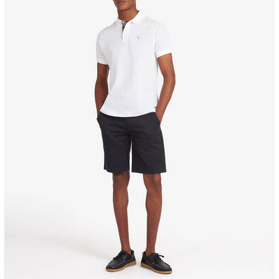 Barbour Tartan Pique Polo Shirt White / Dress Blue