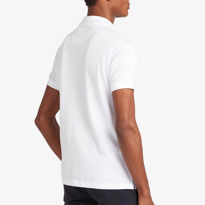 Barbour Tartan Pique Polo Shirt White / Dress Blue