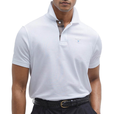 Barbour Tartan Pique Polo Shirt White / Dress Blue