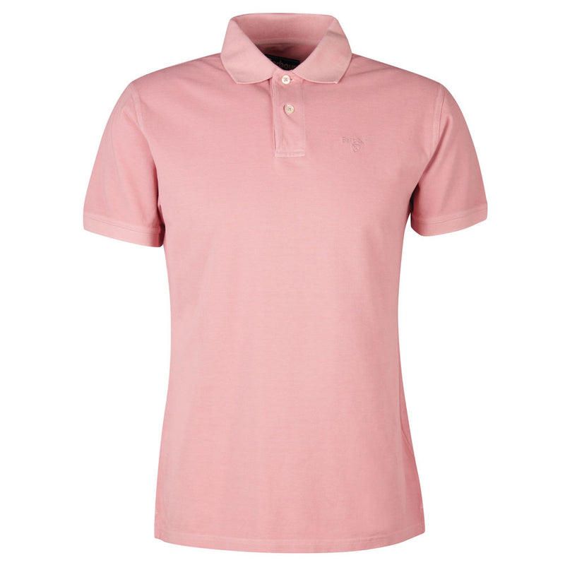 Barbour Mens Washed Sports Polo Shirt Pink Salt