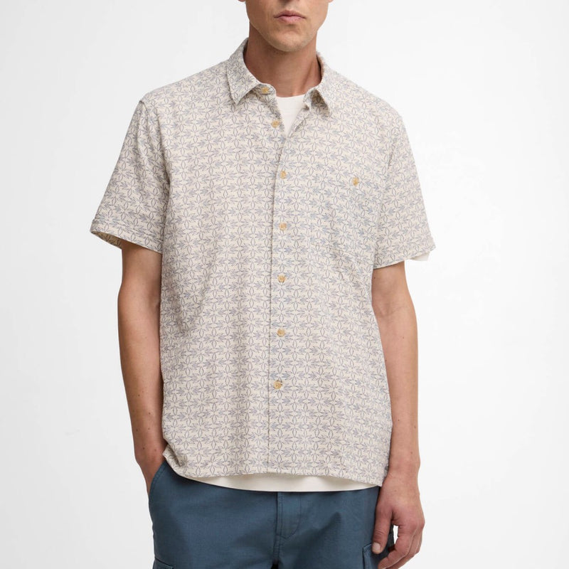 Barbour Wildfell Printed Short Sleeved Relaxed Shirt Neutral