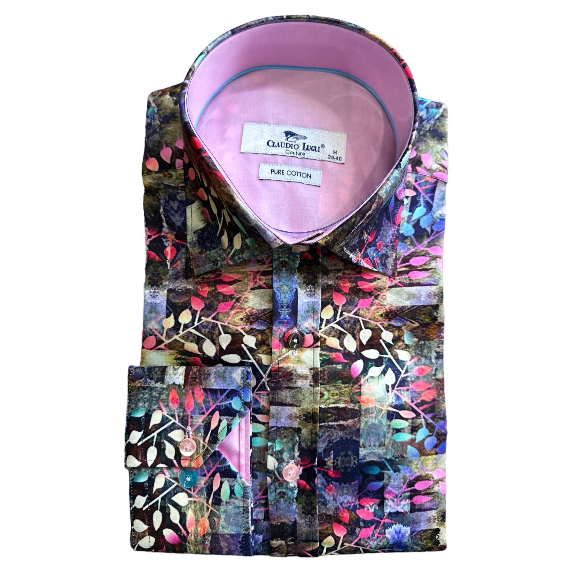 Claudio Lugli Autumn Leafs Print Shirt Pink Multi CP6876