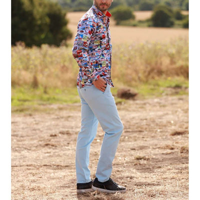 Claudio Lugli Monaco Grand Prix Print Long Sleeve Shirt White CP8017