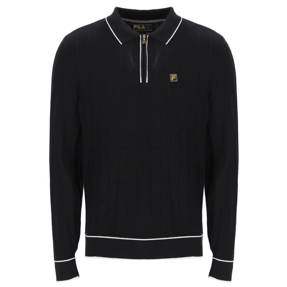 Fila Vintage Sully Long Sleeve Polo Shirt Black