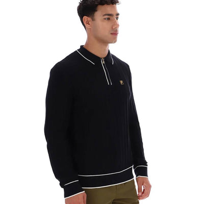 Fila Vintage Sully Long Sleeve Polo Shirt Black