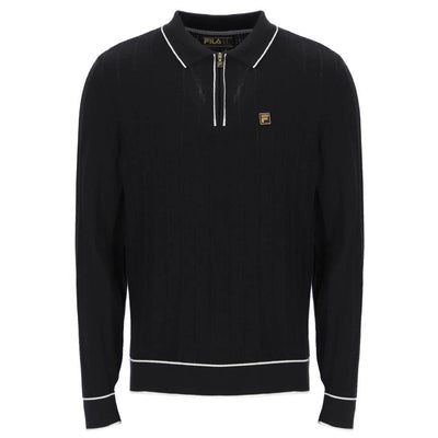 Fila Vintage Sully Long Sleeve Polo Shirt Black
