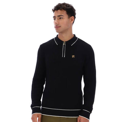 Fila Vintage Sully Long Sleeve Polo Shirt Black