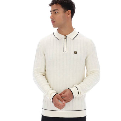 Fila Vintage Sully Long Sleeve Polo Shirt Tofu